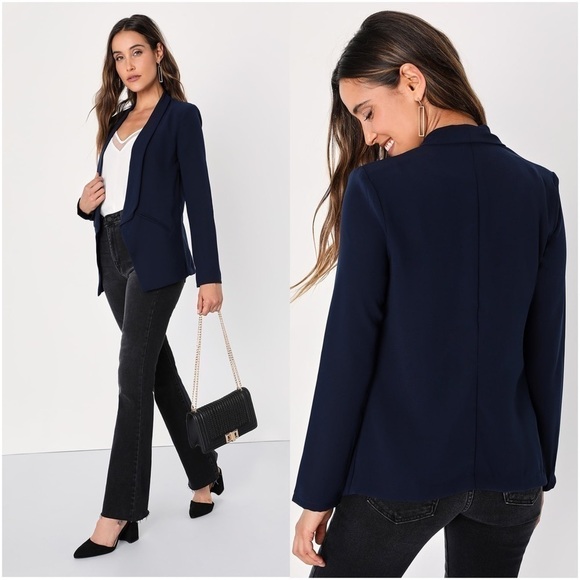 Lulus Jackets & Blazers - LULU’S Miss Punctuality Navy Blue Light Weight Blazer